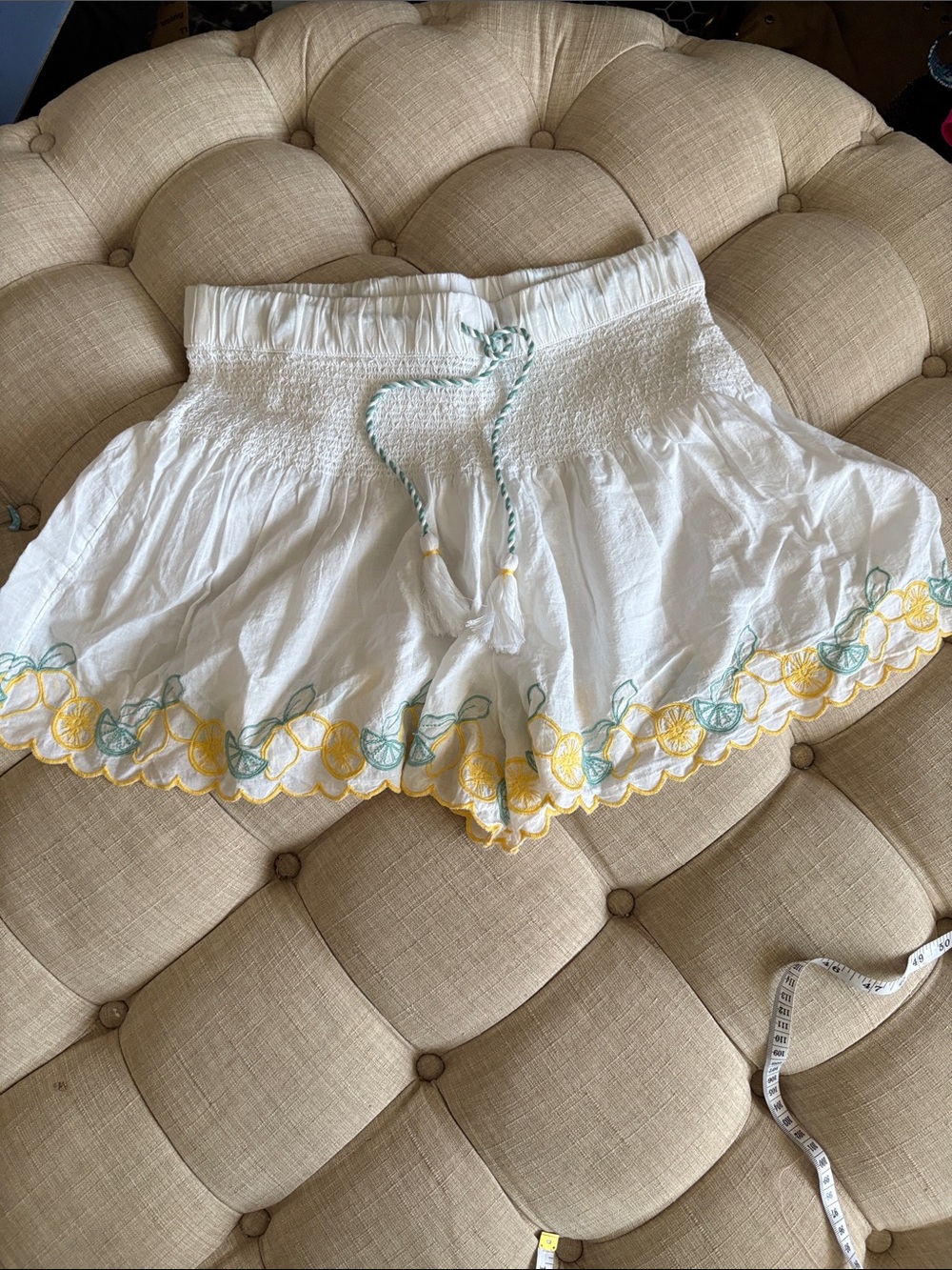 Joie White Skort with Yellow and Green Lemon Embroidery NWOT